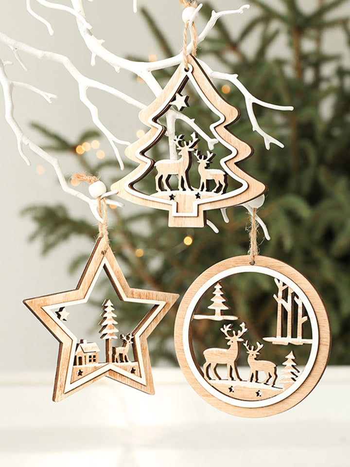 クリスマス ツリーの窓ヘラジカのカラフルな吊り下げ飾り