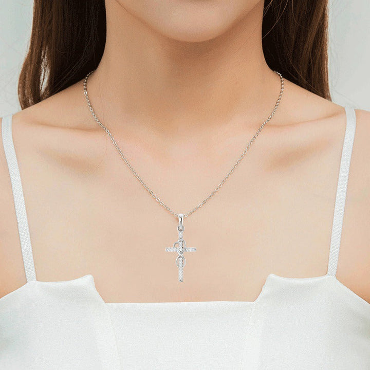 Golden Cross Clavicle Chain with Diamonds