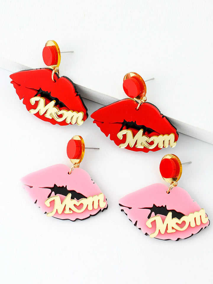 Fête des Mères - Boucles d'oreilles en forme de lèvre rouge créative en acrylique