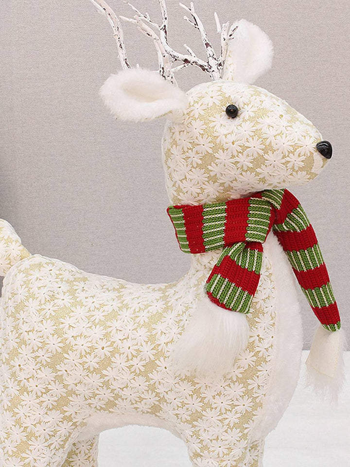 Ornamento de alce de quatro patas em tecido de floco de neve de Natal