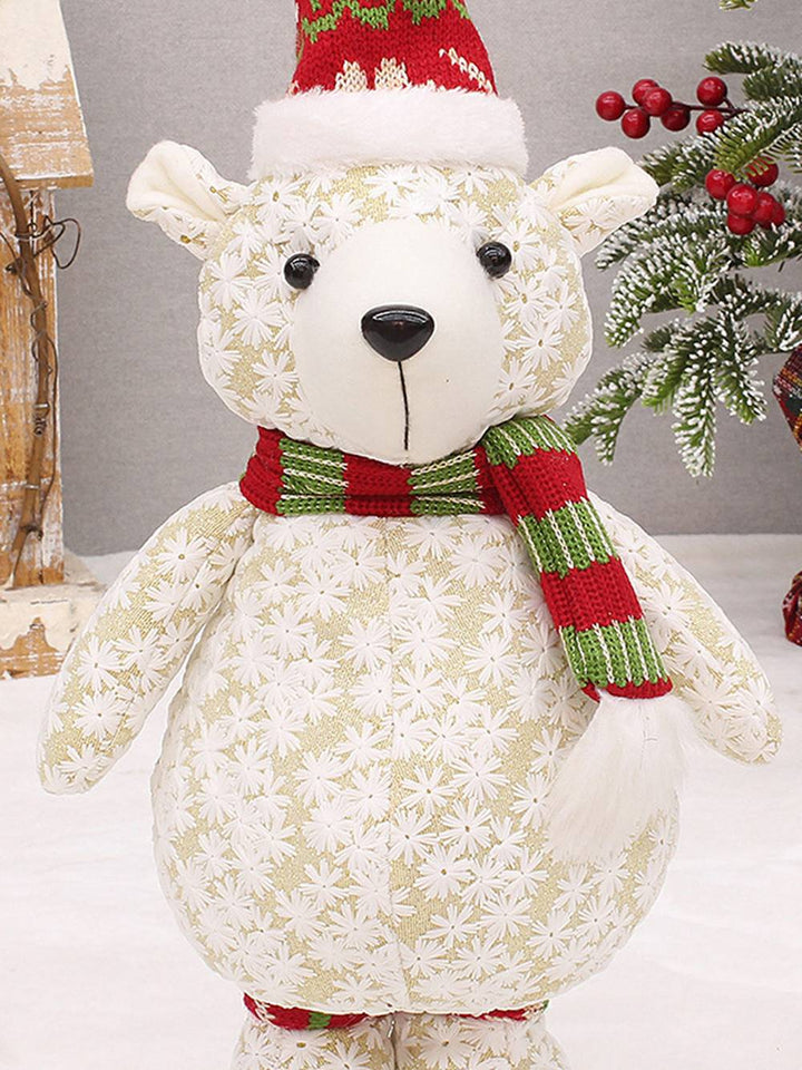 Ornamenti natalizi per bambole alci in tessuto con fiocchi di neve ricamati