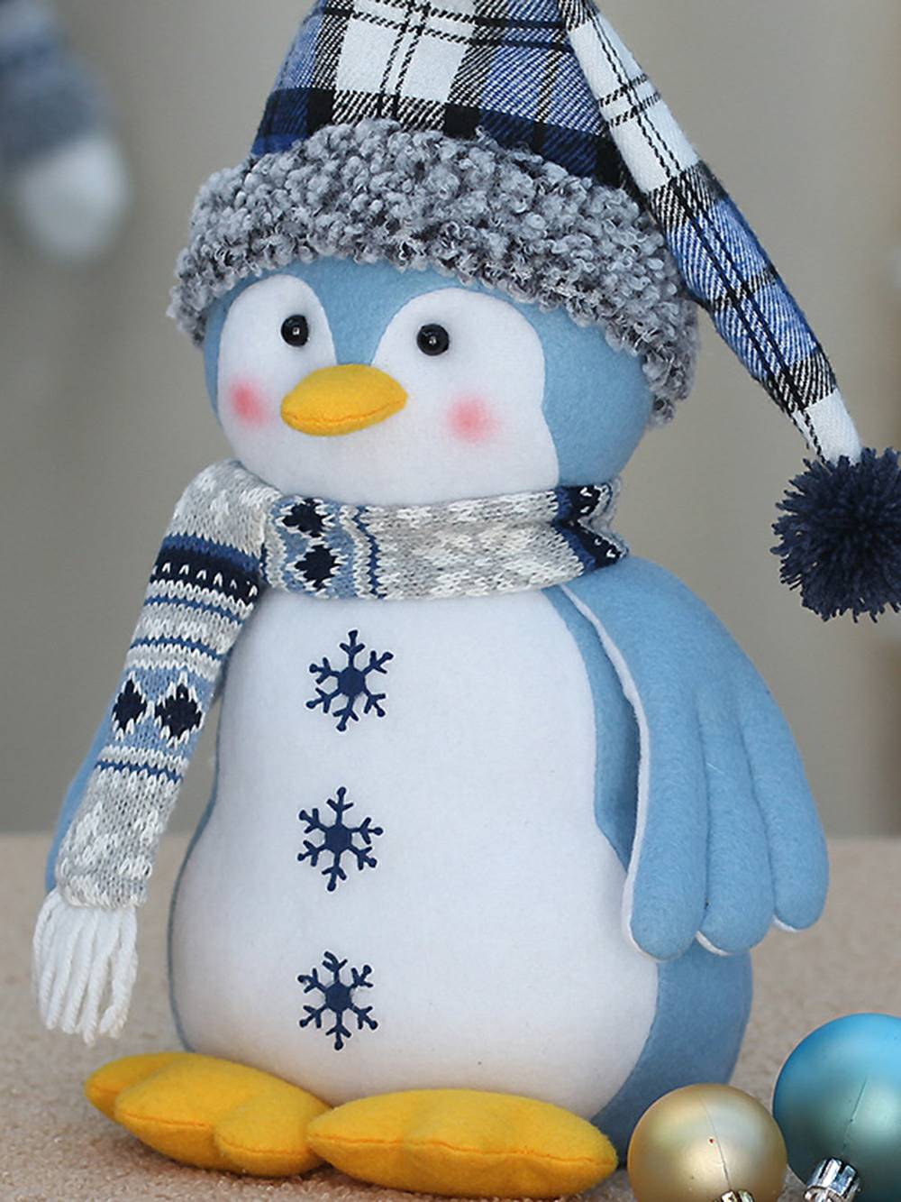 Χριστουγεννιάτικα μπλε υφασμάτινα στολίδια κούκλας πιγκουίνος πολική αρκούδα