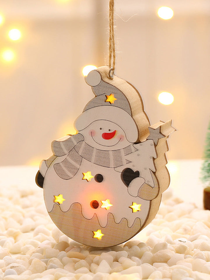 Christmas Wooden Luminous Hanging Ornaments
