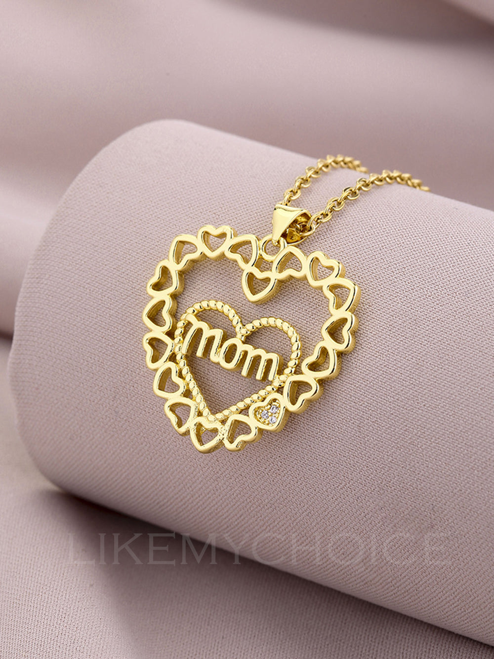 Collier de maman élégant en cuivre à la mode avec zircone en forme de coeur
