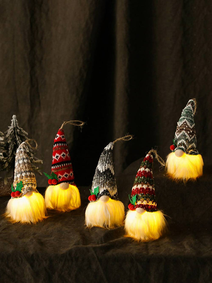 5 bucăți Ornament de bătrân fără chip pentru pom de Crăciun tricotat