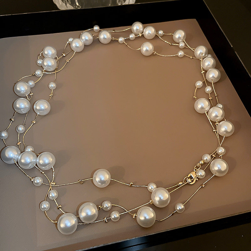 Long Pearl Court Style Clavicle Chain