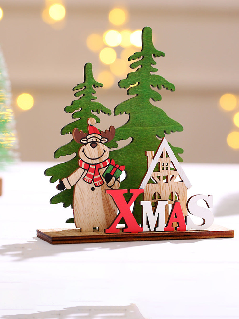 圣诞装饰 DIY 木制彩色餐桌装饰品