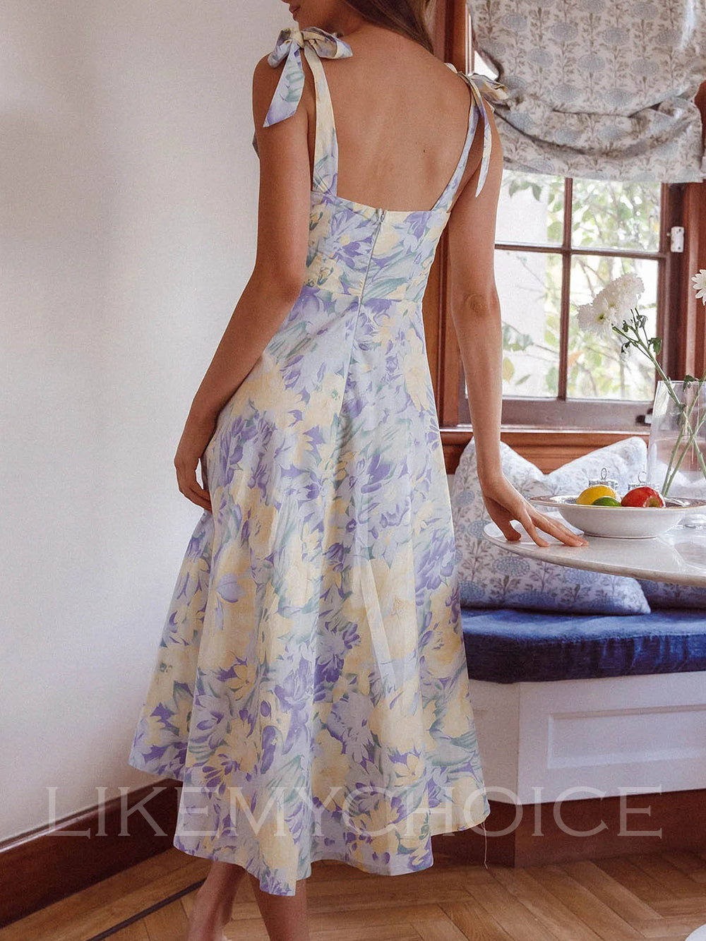 فستان سويت بايا مربوط الكتف مزين بالزهور