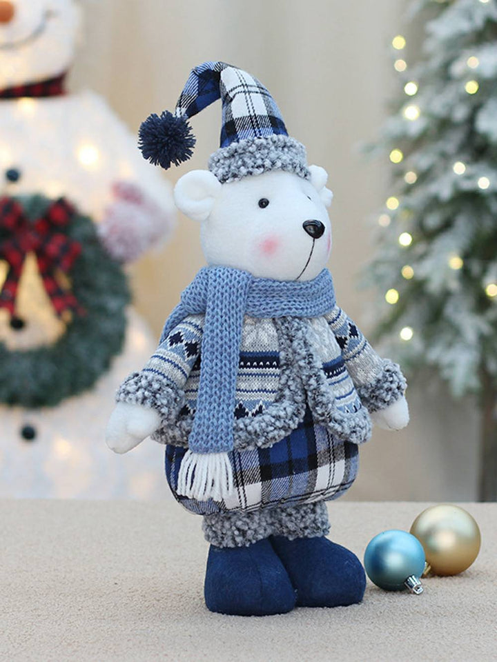 Kerststof zeeblauwe beer pop decoratie