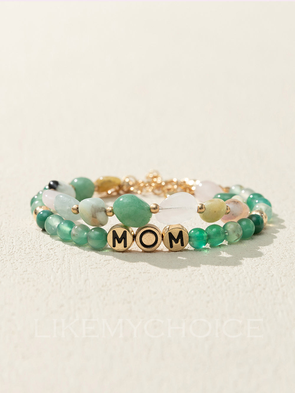 Bracelet en perles d'agate verte naturelle MOM