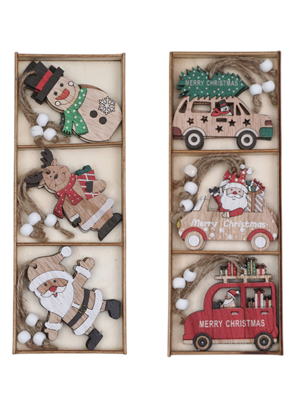 Caja de regalo de decoración de árbol de Navidad de 9 piezas con adornos pequeños