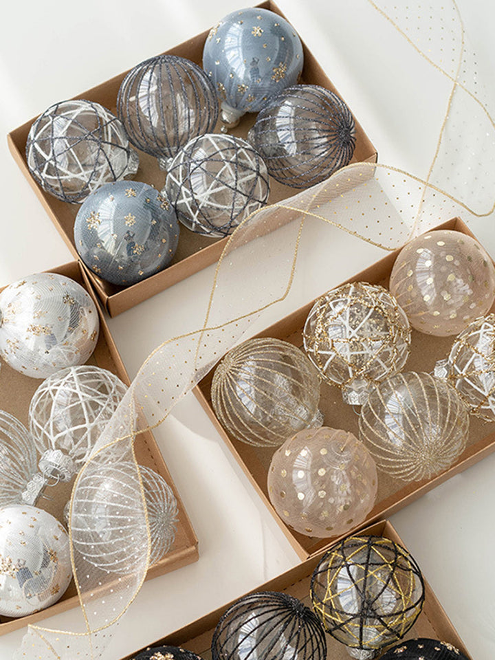 8 قطع كرة عيد الميلاد مطلية بزخرفة نافذة شجرة عيد الميلاد