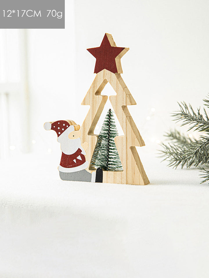 Ornements étoiles à cinq branches en bois du Père Noël