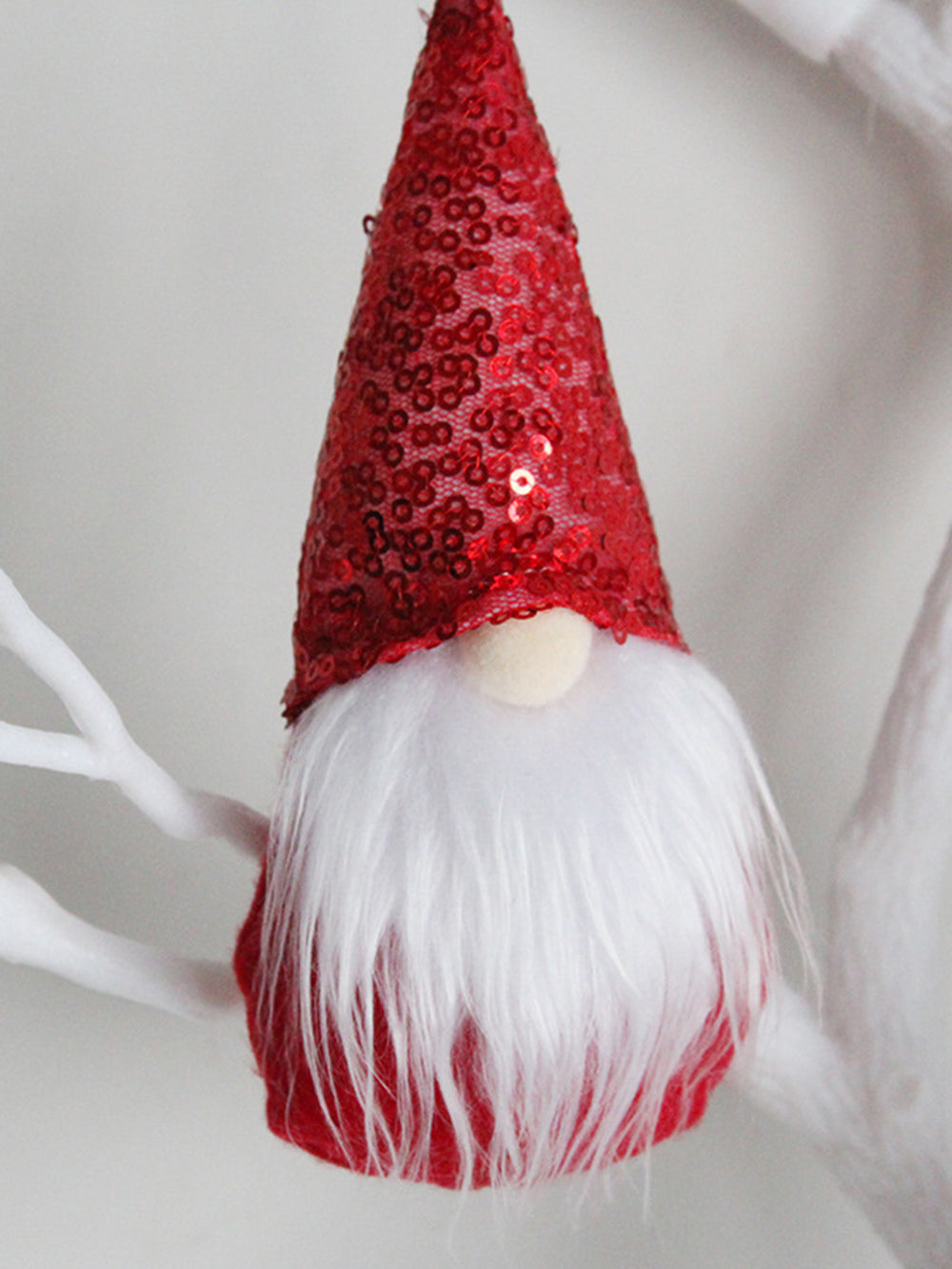 7-Piece Christmas Tree Glittery No-Face Gnome Doll Ornament Set