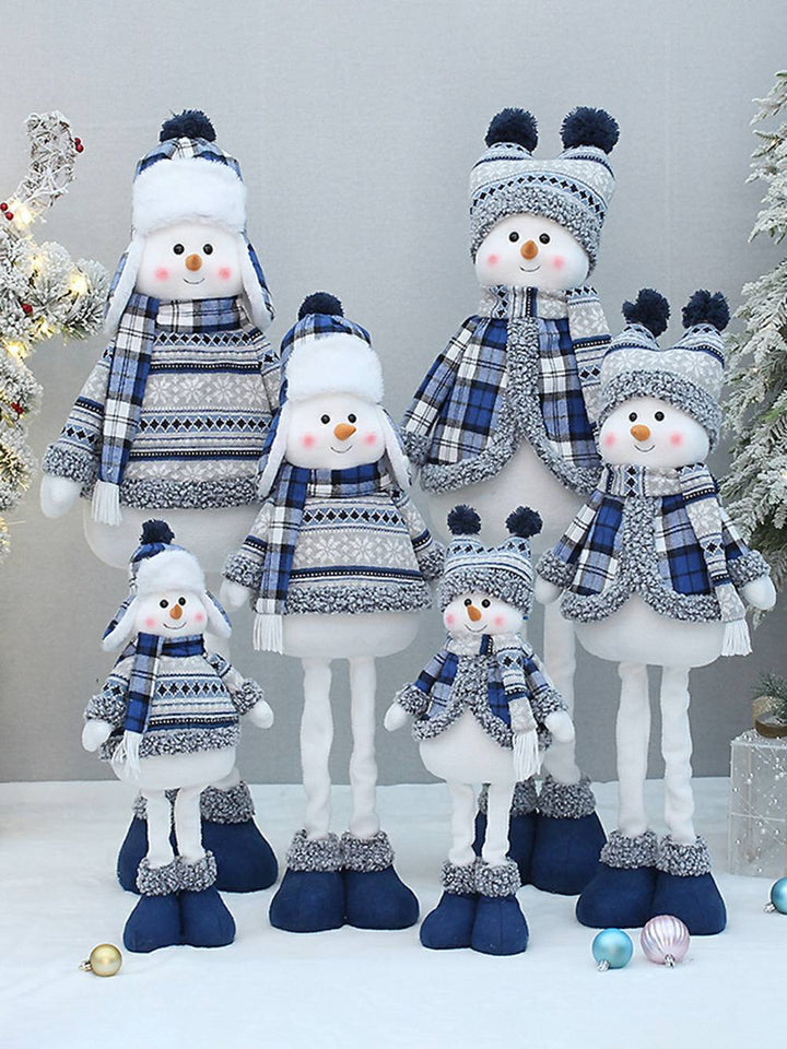 Kerst blauwe stof intrekbare kerstpop decoratieve ornamenten