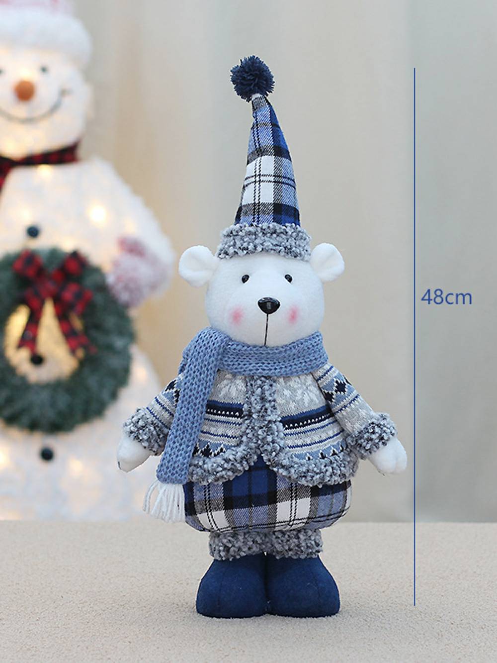 Kerststof zeeblauwe beer pop decoratie
