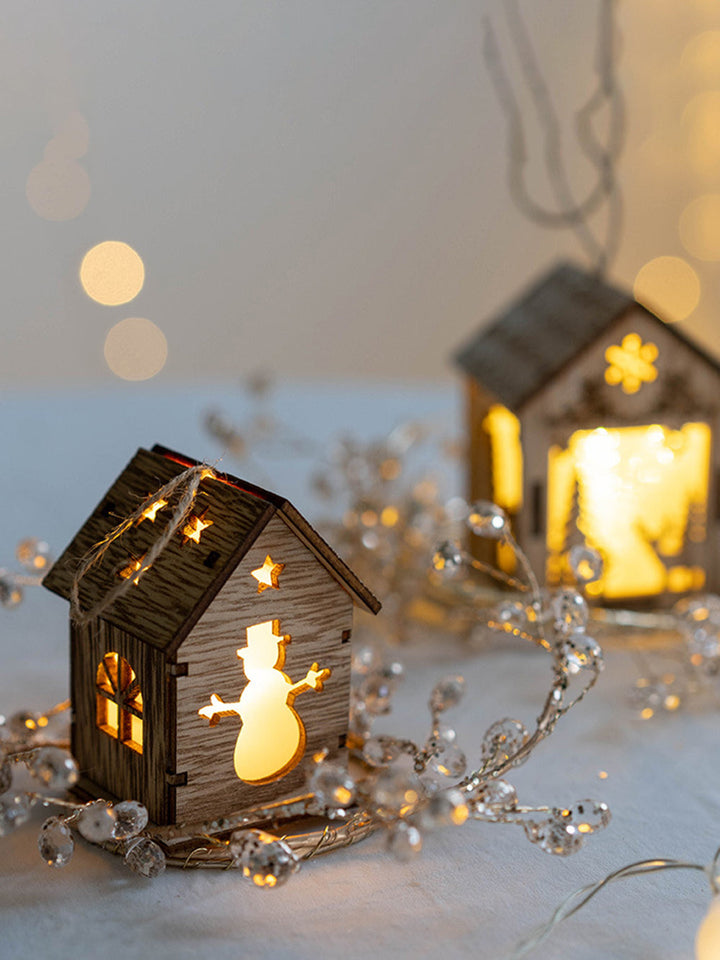 Christmas Tree Wooden House Decorations