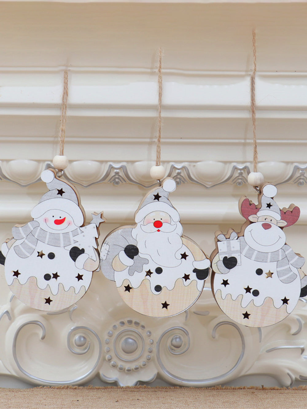 Kerst houten lichtgevende hangende ornamenten
