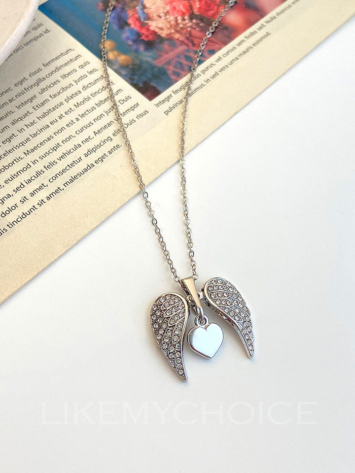 Engel Vleugels Met Diamanten Liefde Ketting
