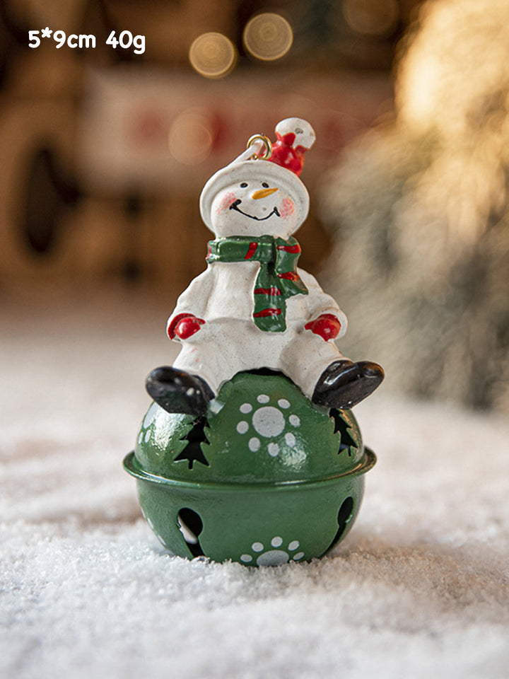 Colgante de árbol de Navidad con campanas de muñeco de nieve pintado de Navidad