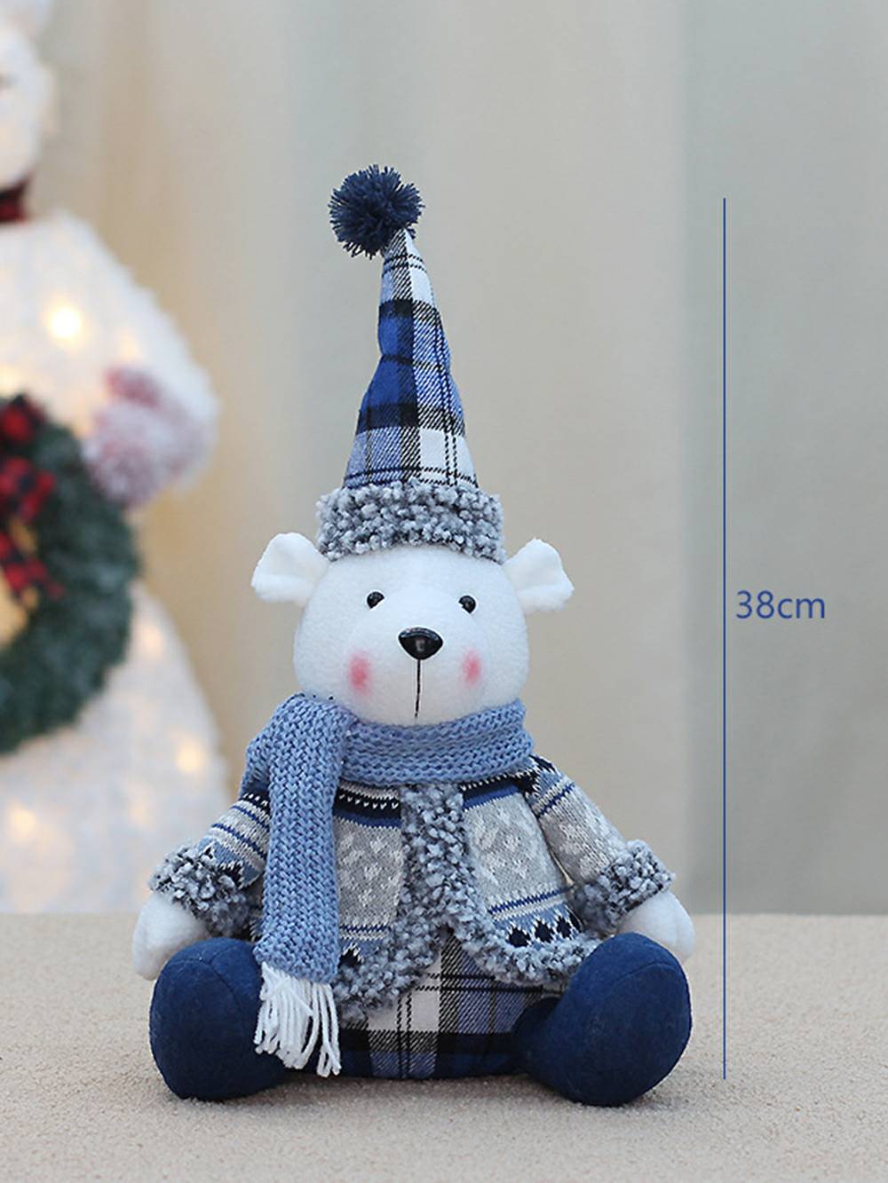 Décoration de poupée ours bleu mer en tissu de Noël