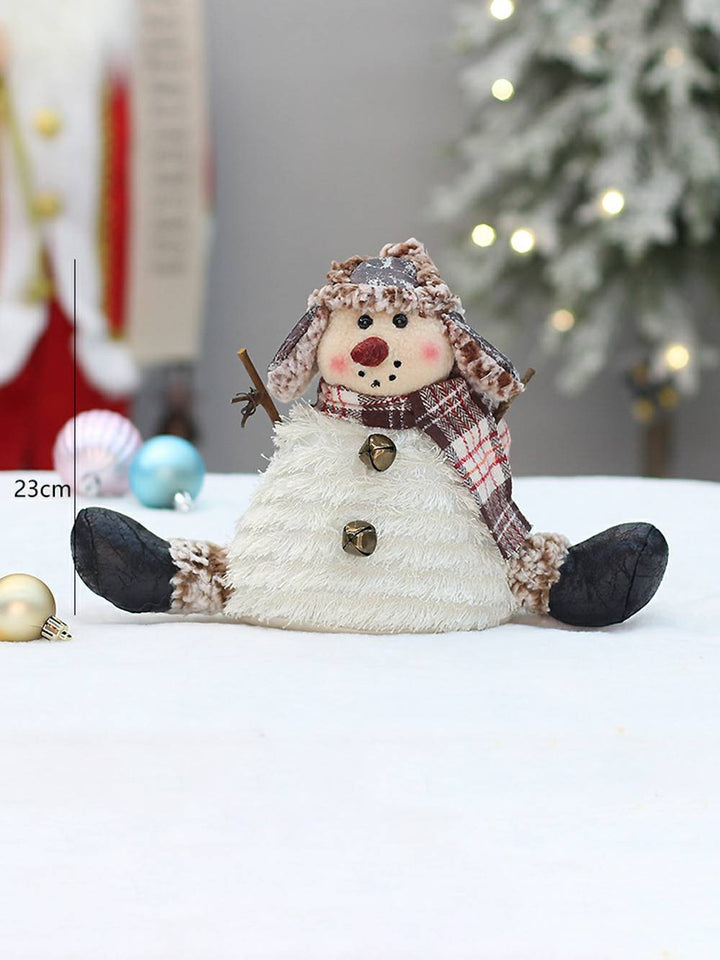 Adornos de muñeca retro con piernas cruzadas de muñeco de nieve de tela navideña