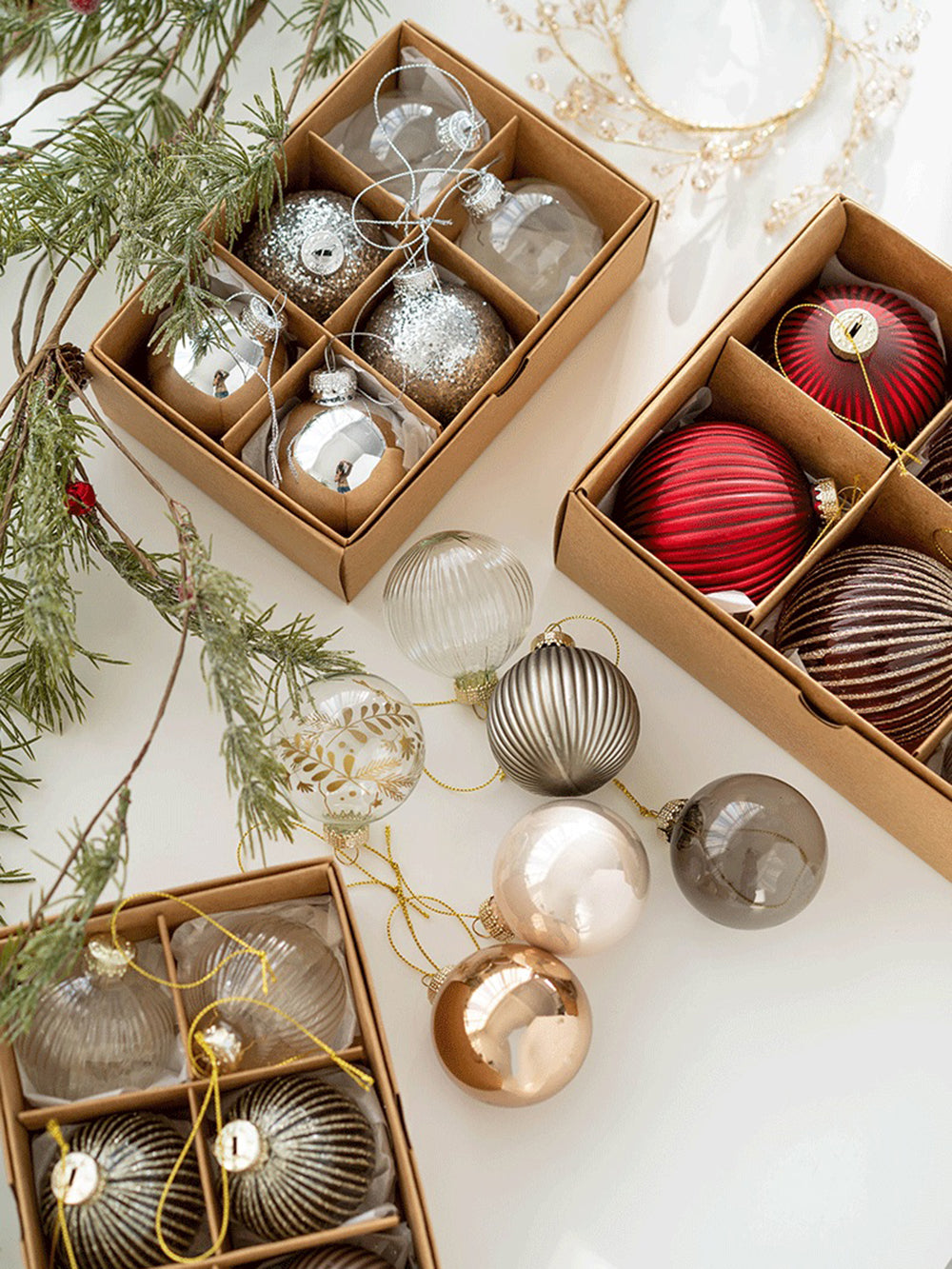 Ensemble de décoration d'arbre de Noël en boule de verre de Noël