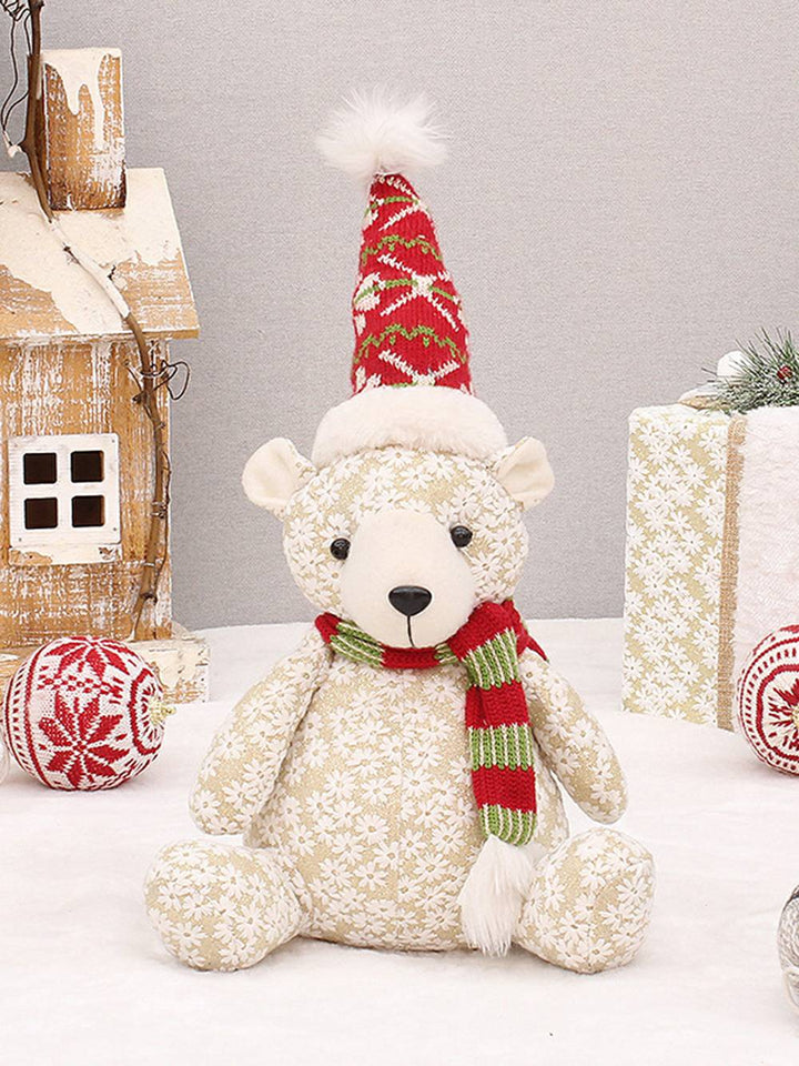 クリスマス刺繍入りスノーフレーク生地ヘラジカ人形の装飾品