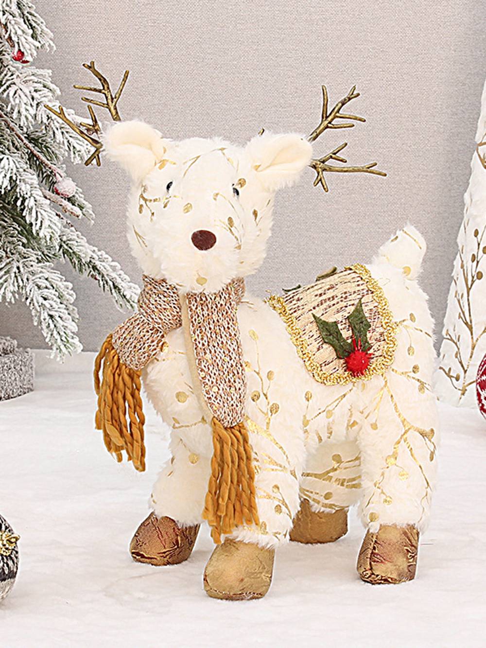 Chrëschtdag Plüsch gedréckt Stoff Elk Cadeau Ornamenter