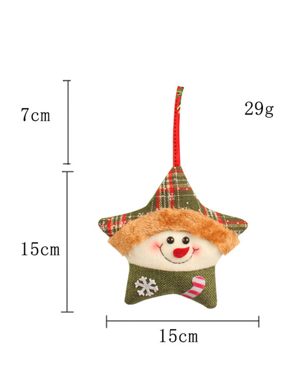 Ornamento per albero di Natale con Babbo Natale e renna con bambola di peluche a forma di stella
