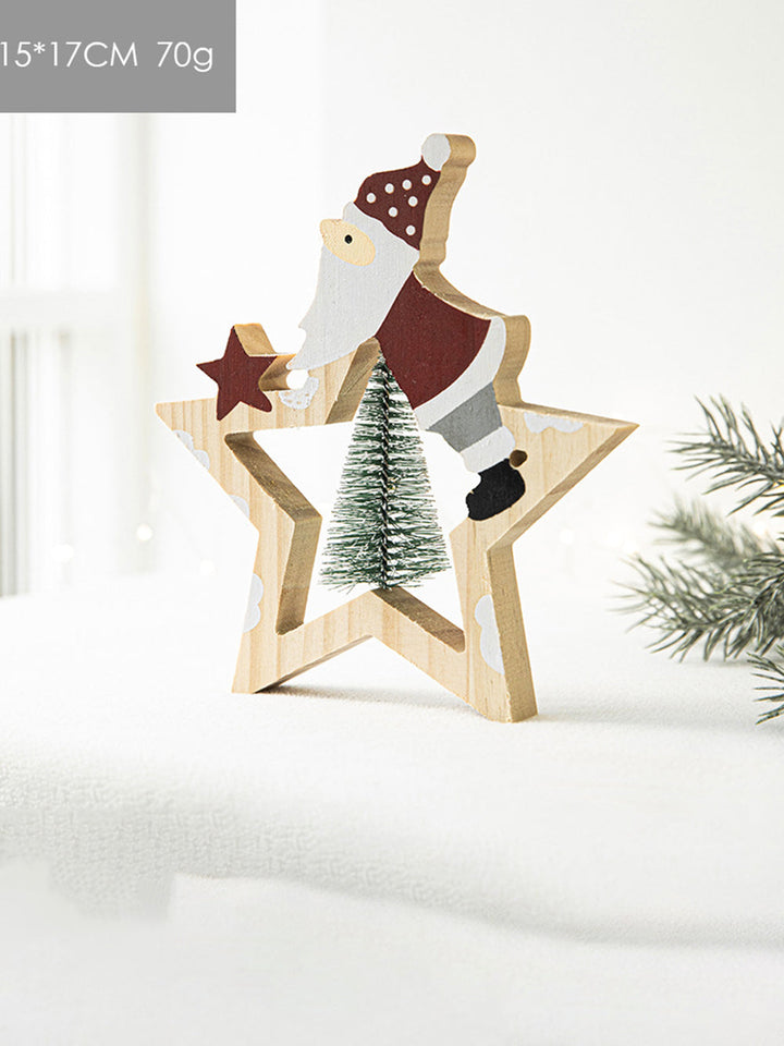 סנטה קלאוס קישוטי כוכב מחומש מעץ