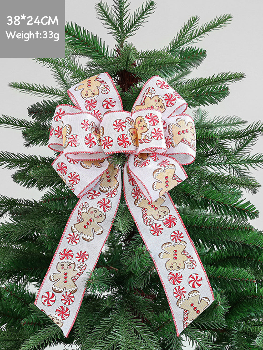 Christmas tree bow fabric print decoration