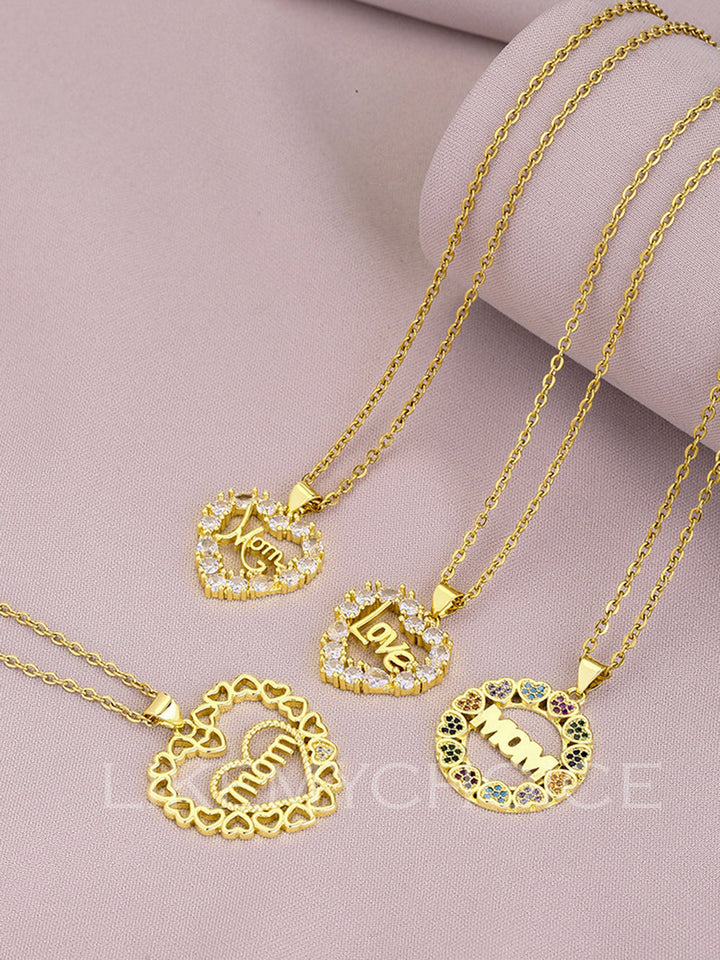 Fashion Copper With Zirconia Heart-Shaped Elegant Mom Necklace
