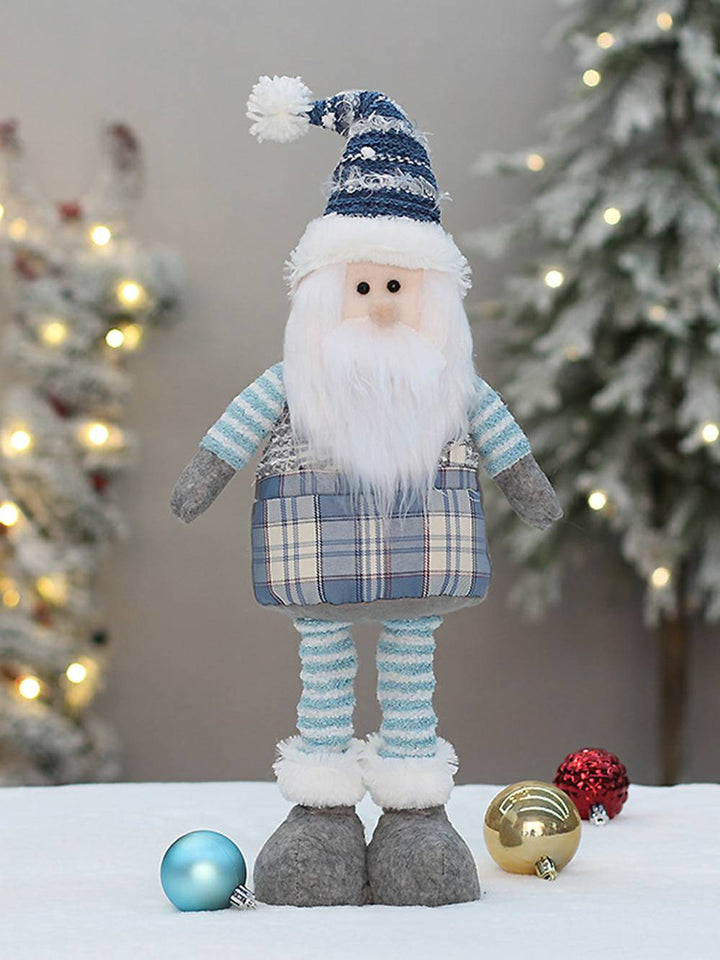 Einziehbare Weihnachtspuppe aus weihnachtlichem blauem Stoff, dekorative Ornamente