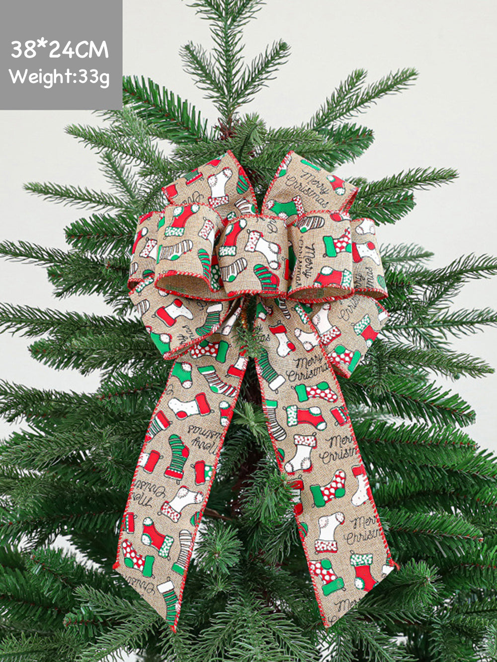 圣诞树蝴蝶结织物印花装饰