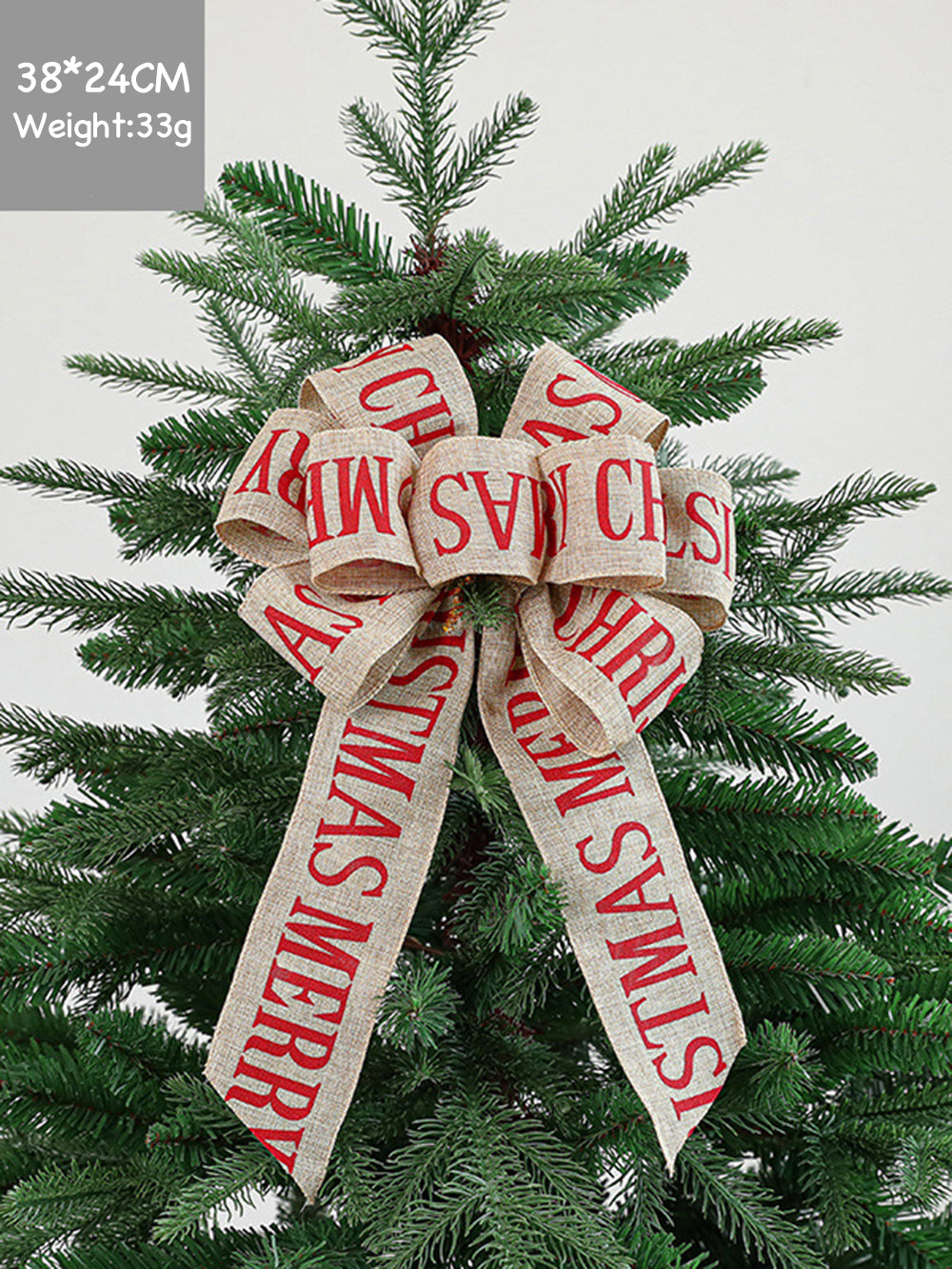 Christmas tree bow fabric print decoration