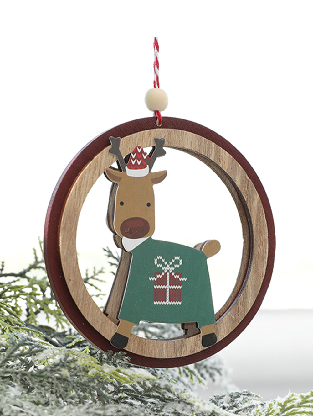 Santa Claus Snowman Wooden Colorful Ornament