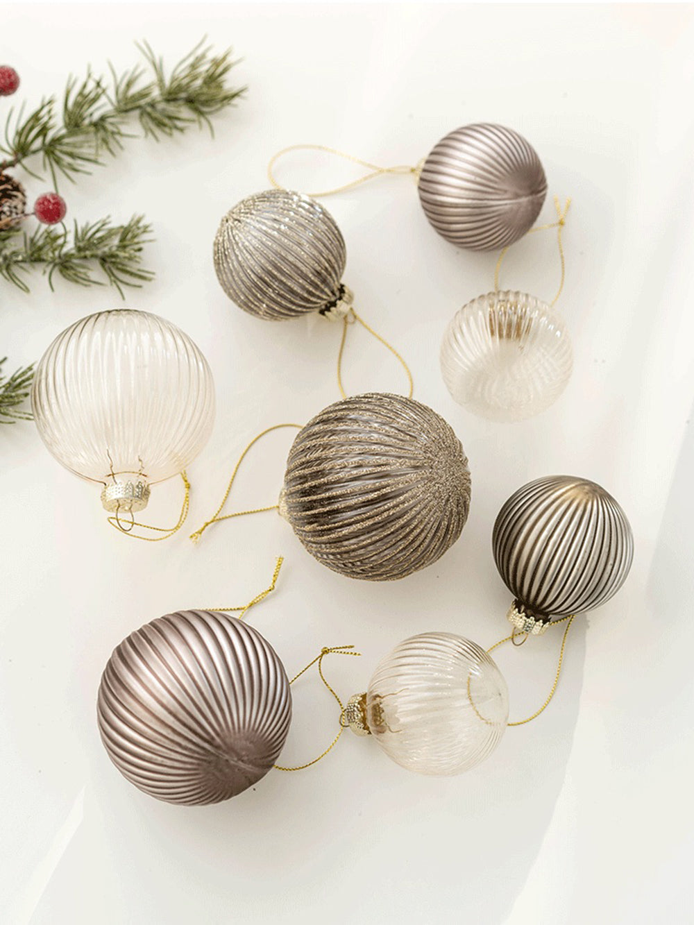 Juego de decoración de árbol de Navidad con bola de cristal navideña