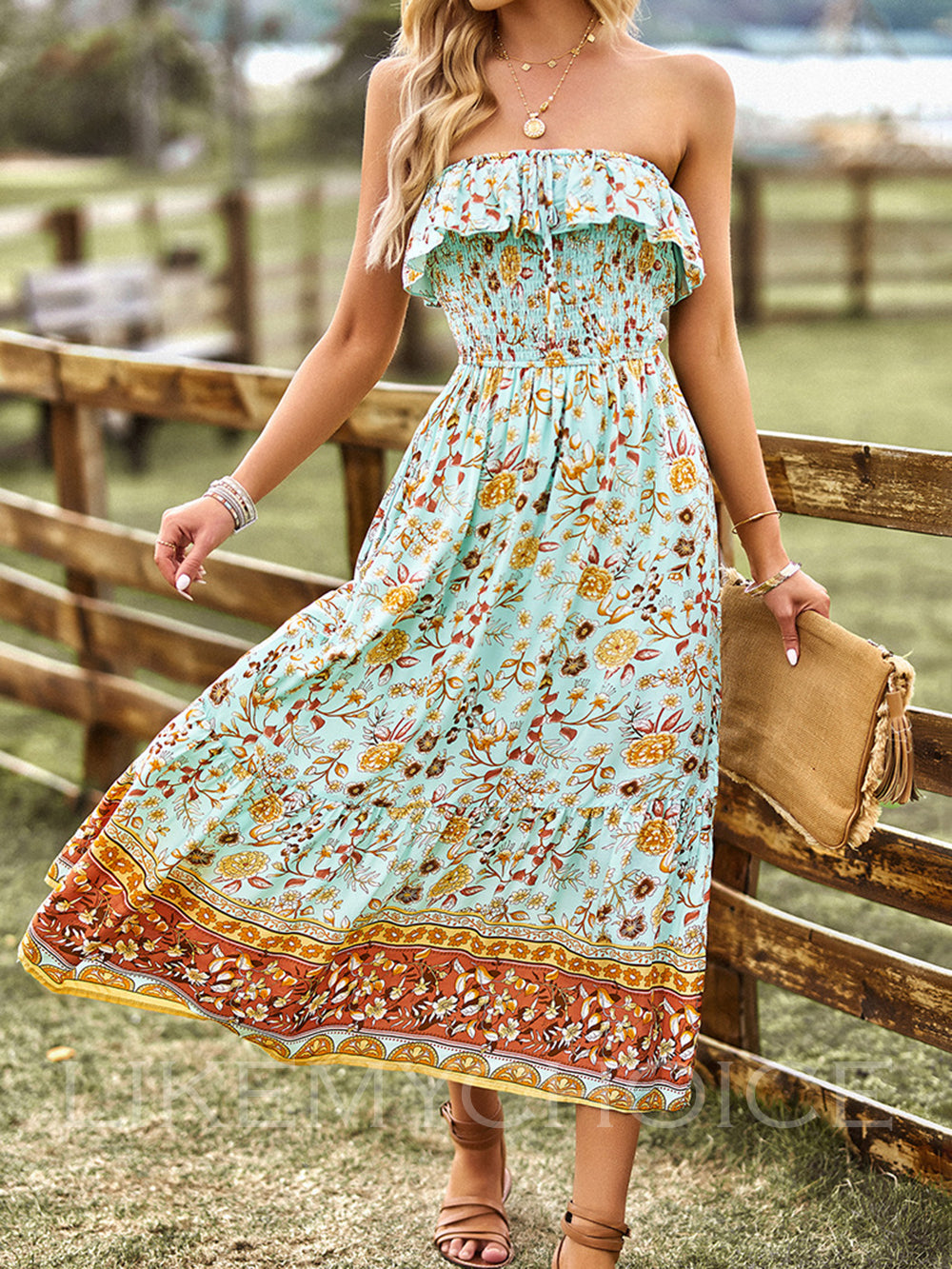 Smocked printed φόρεμα