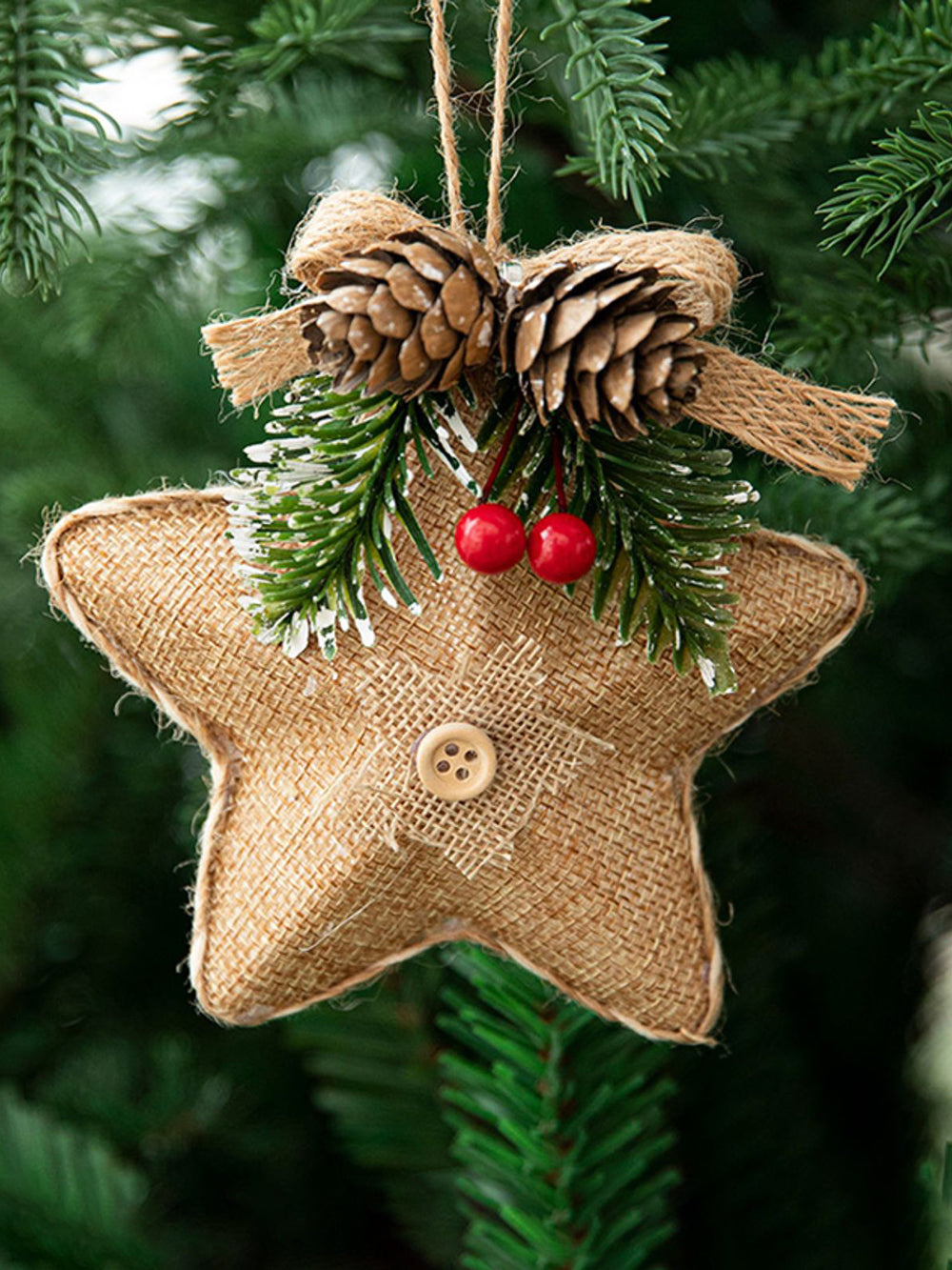 Brad de Crăciun cu stea cu cinci colțuri, pandantiv decorativ