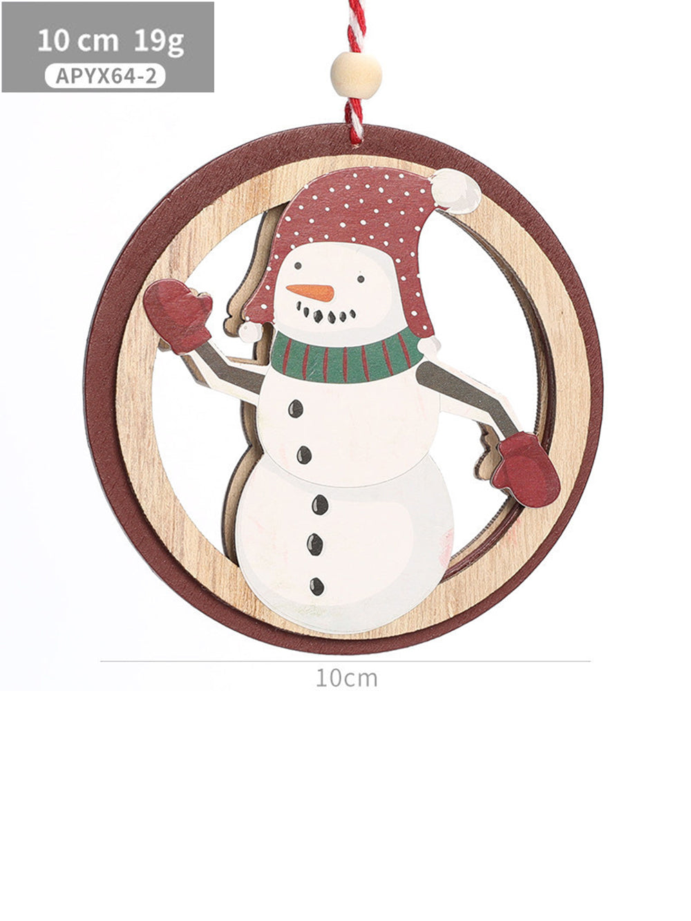 Ornamento colorido de madeira do boneco de neve do Papai Noel