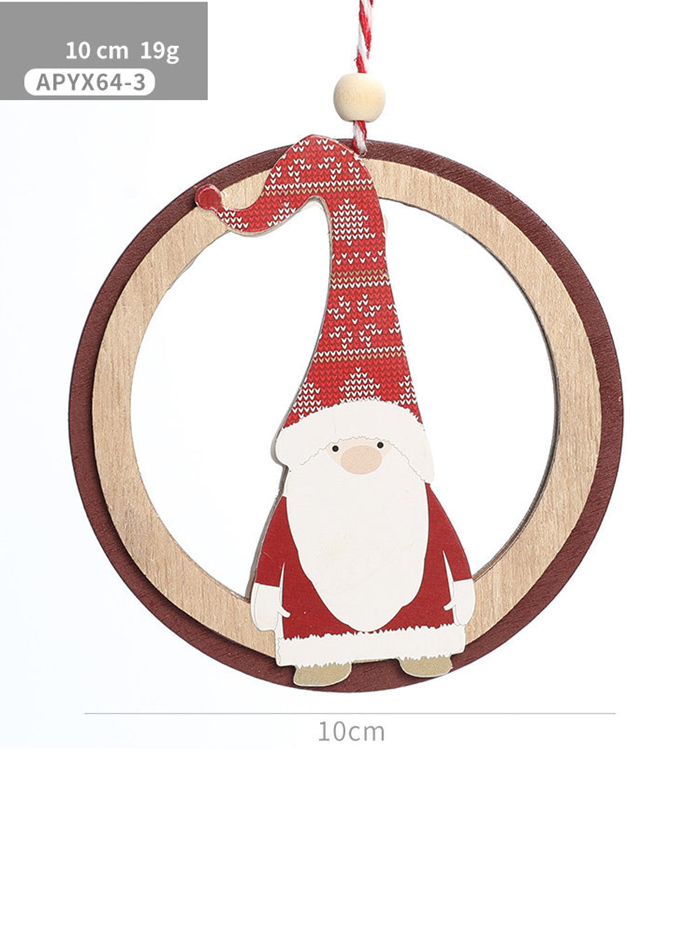 Ornement coloré en bois de bonhomme de neige du Père Noël