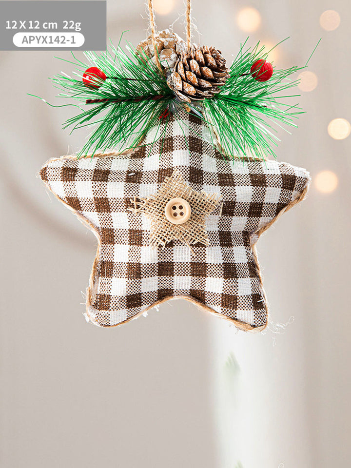 Kerstboom vijfpuntige ster dennenappel decoratiehanger