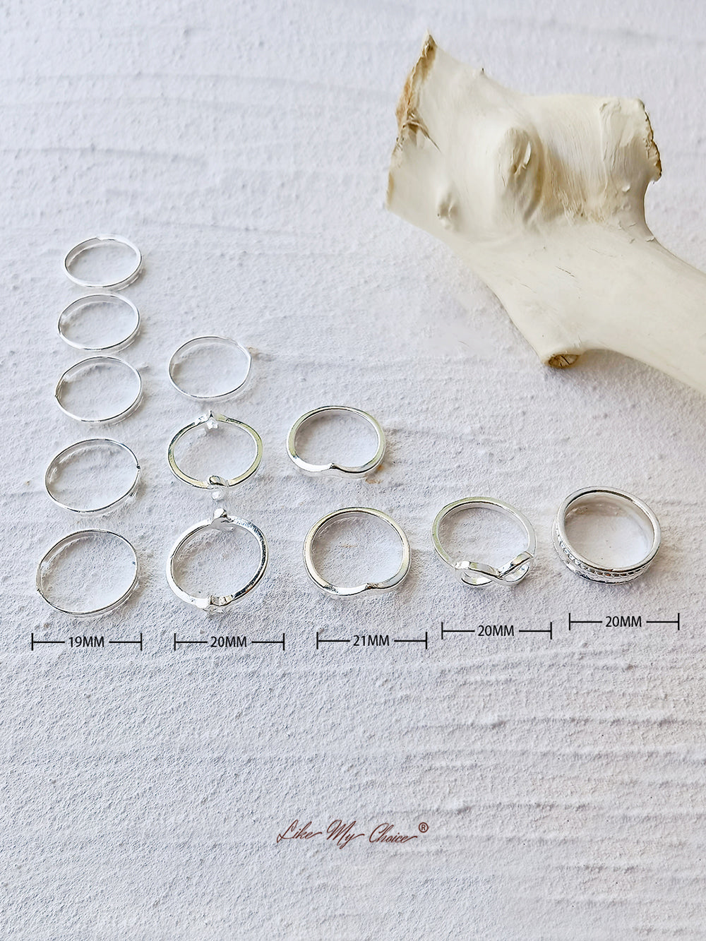 طقم خاتم بوهو بتصميم هندسي مكون من 12 قطعة
