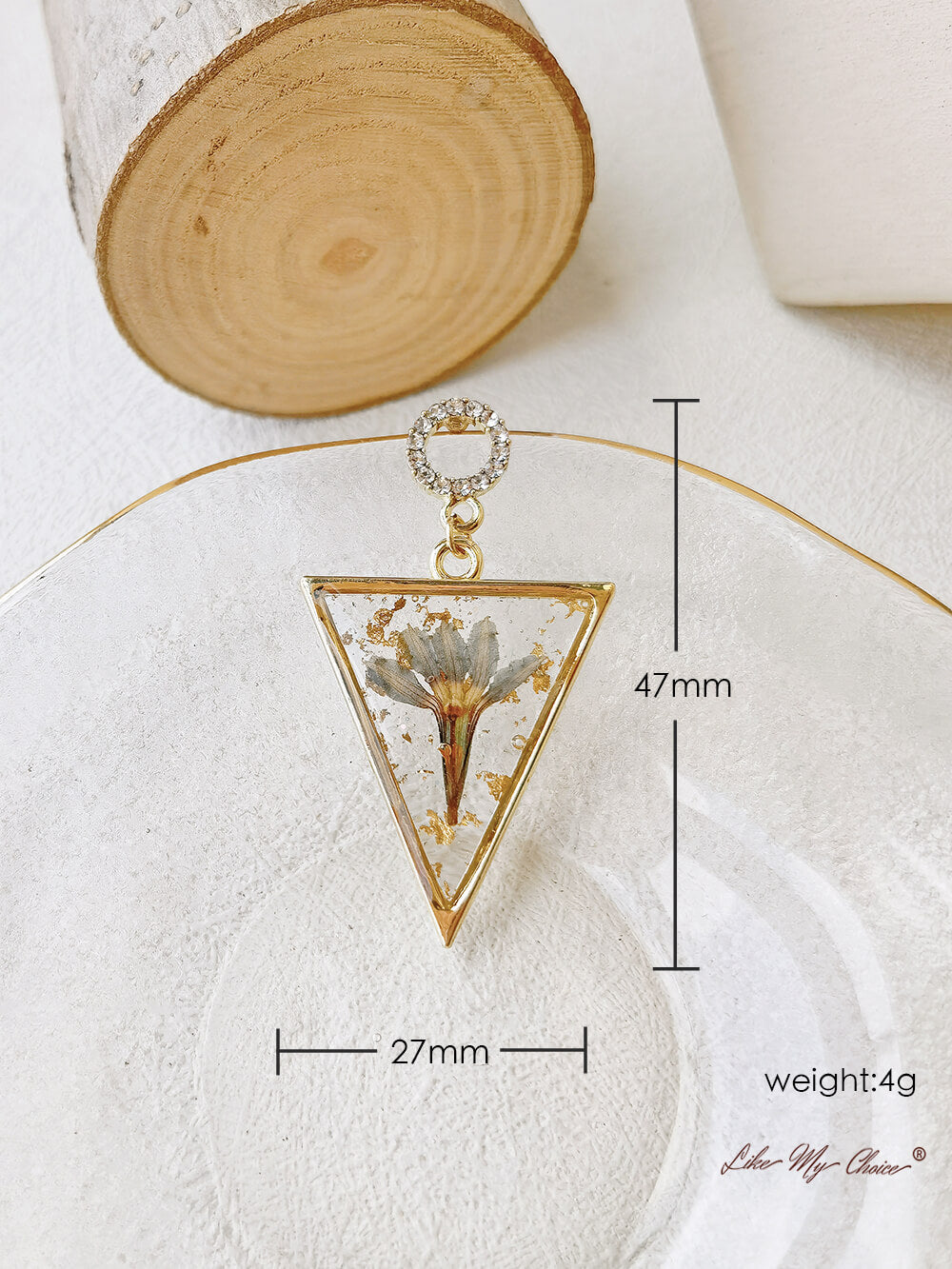 三角手工耳环树脂植物耳环小饰品气质