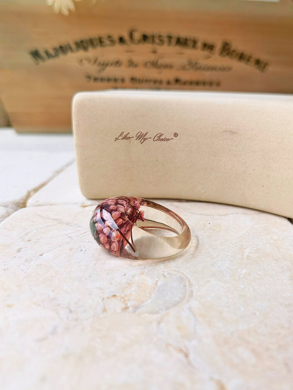 Handmade Dried Flower Inlaid Resin Ring