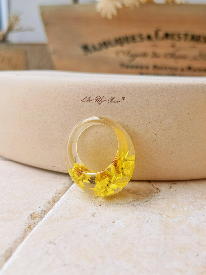 Daisy oválný prsten z pryskyřice