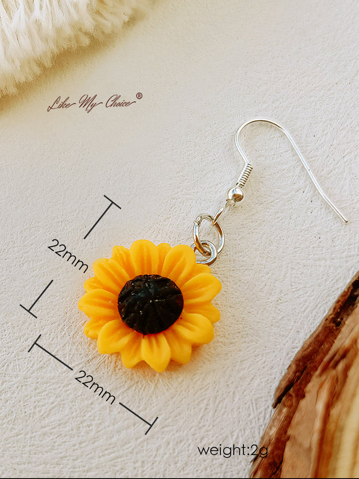 Vintage Sunflower Flower Earrings