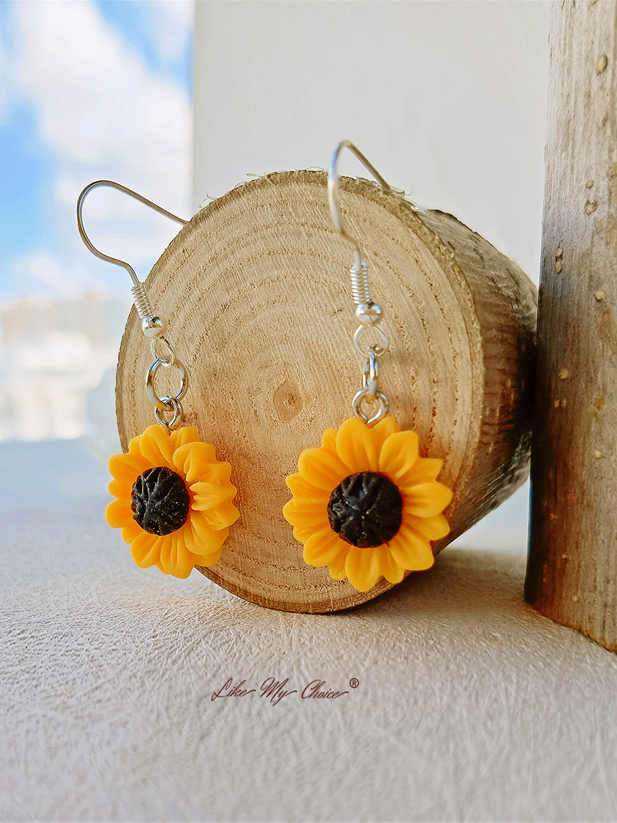 Vintage zonnebloem bloem oorbellen