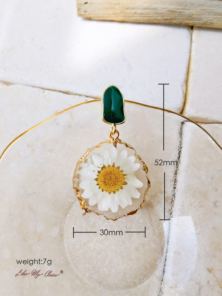 Gold edged daisy earrings